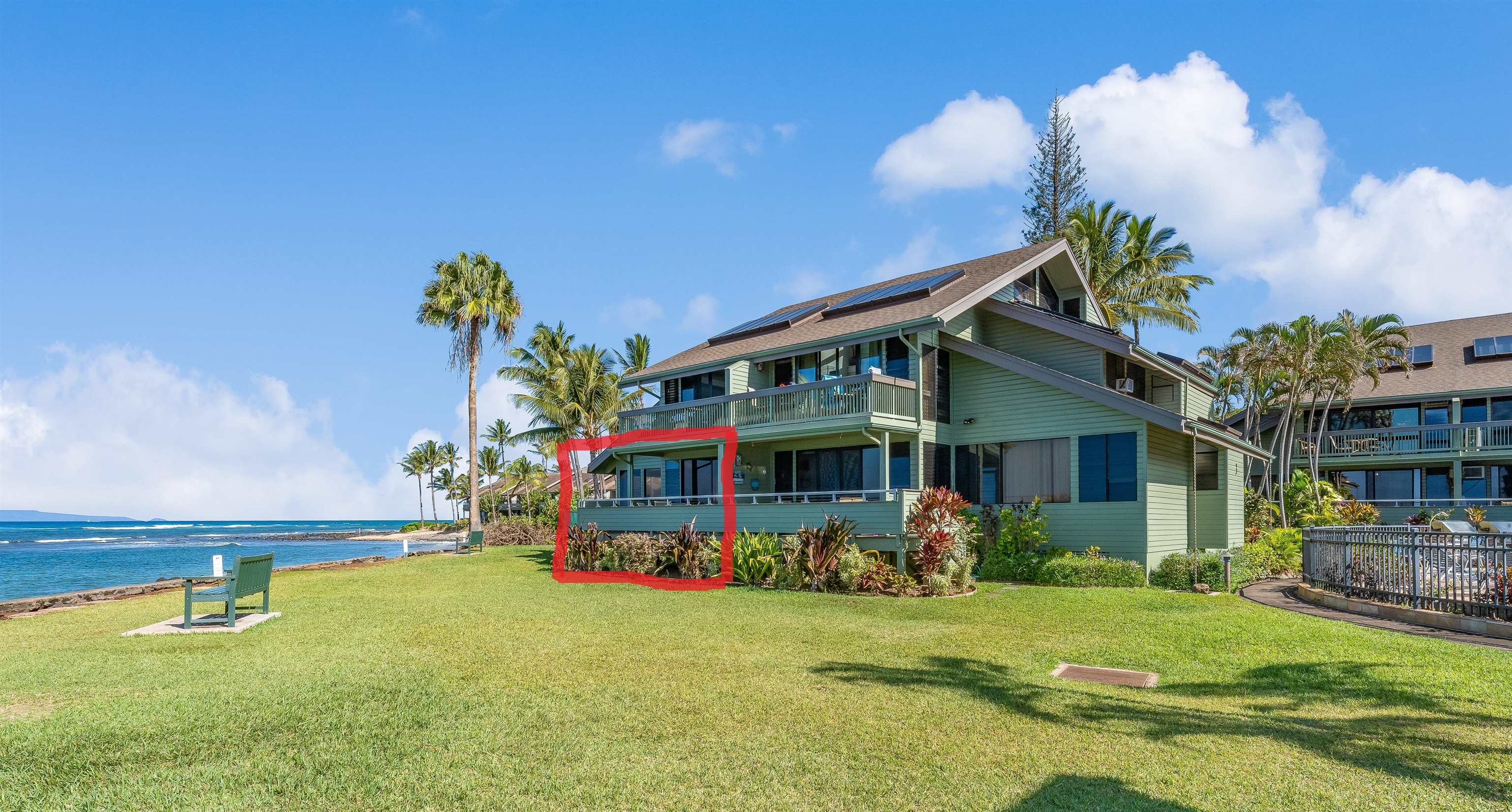 4521 Lower Honoapiilani Road, Unit 3A2 Lahaina, HI 96761 - Photo 33 of 37 a front view of house with yard and outdoor seating