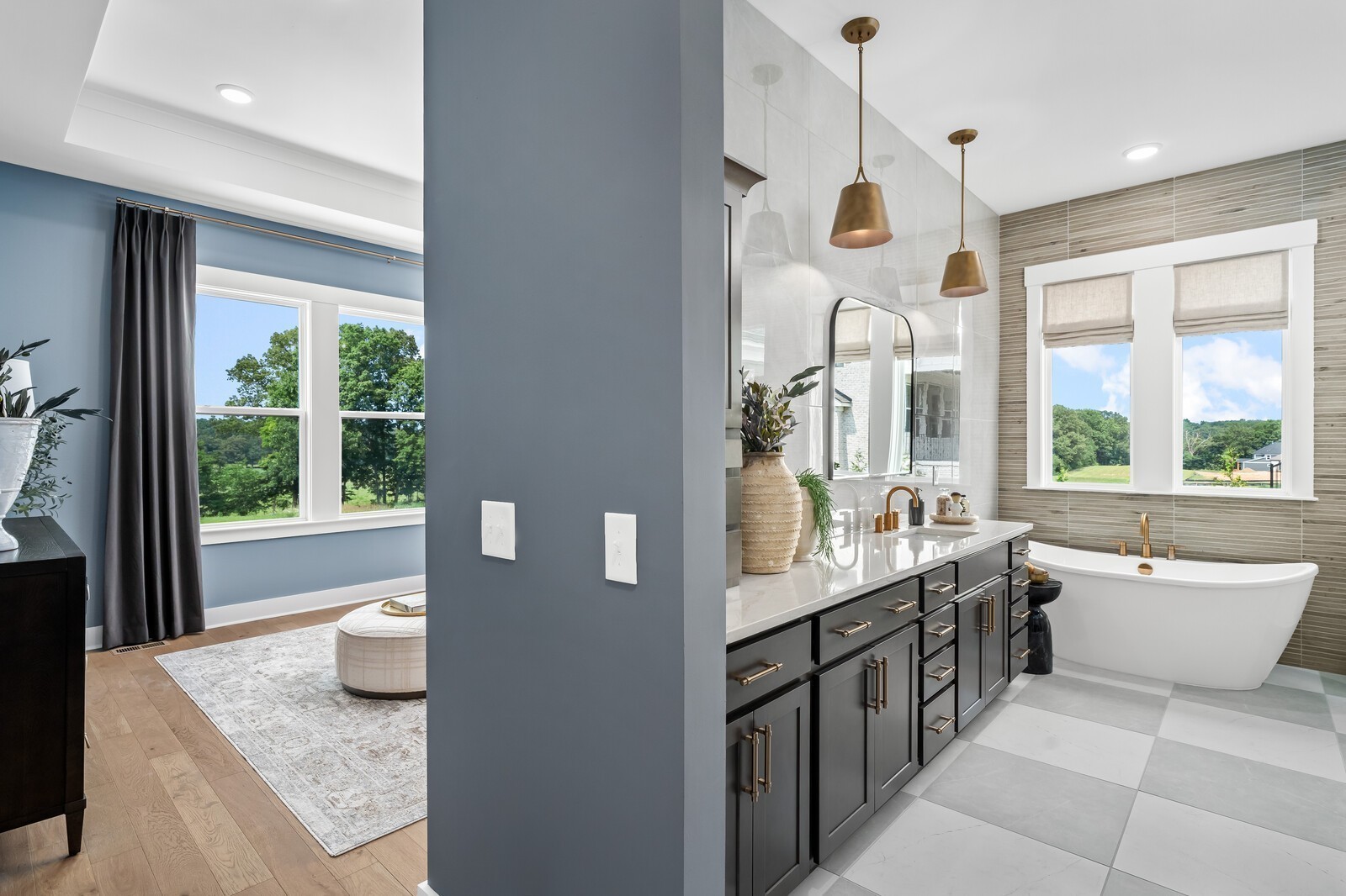 7221 Severide Street Fairview, TN 37062 - Photo 39 of 96 a bathroom with a granite countertop sink and a large mirror