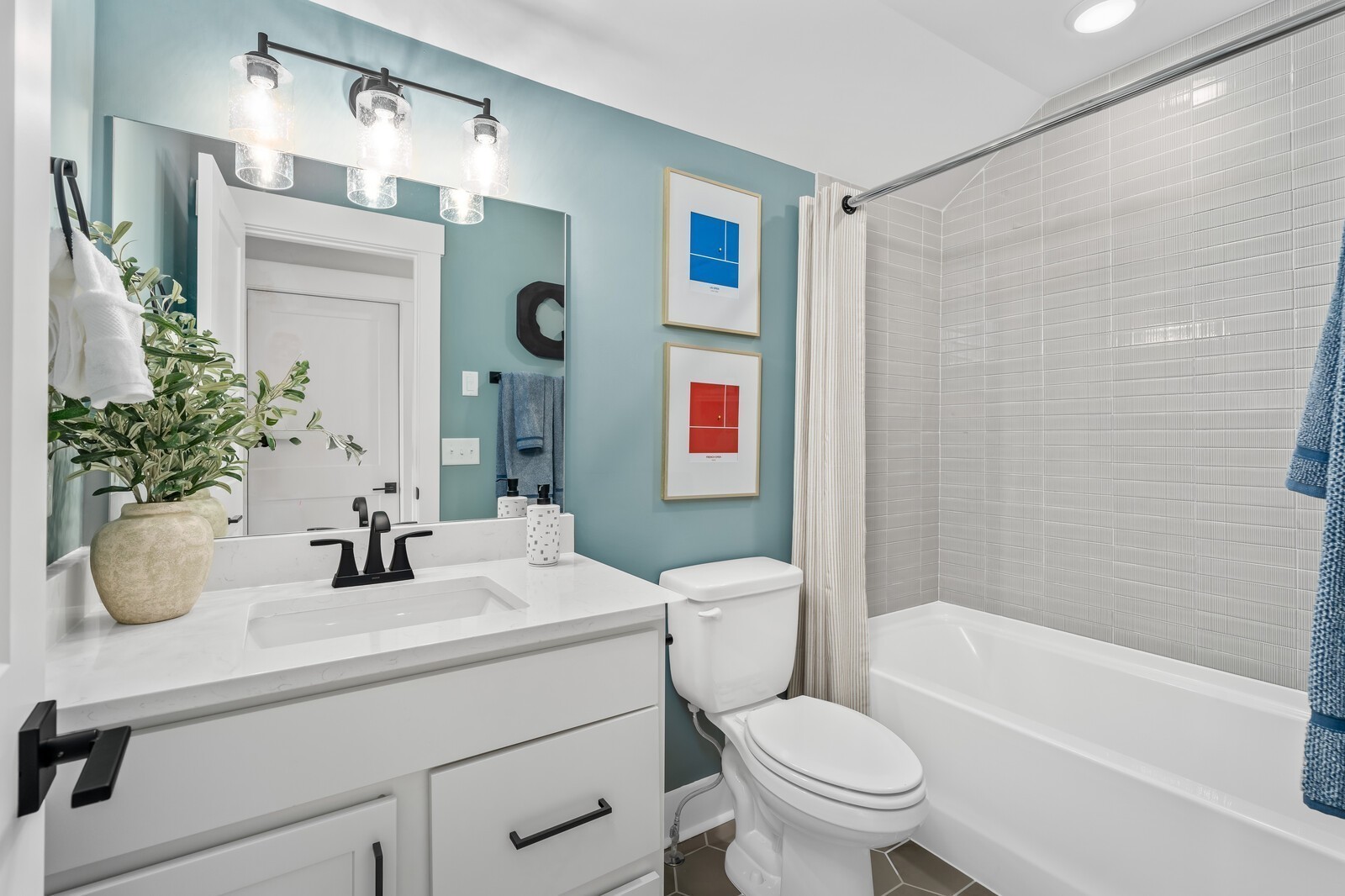 7221 Severide Street Fairview, TN 37062 - Photo 84 of 96 a bathroom with a sink a toilet a mirror a vanity and shower