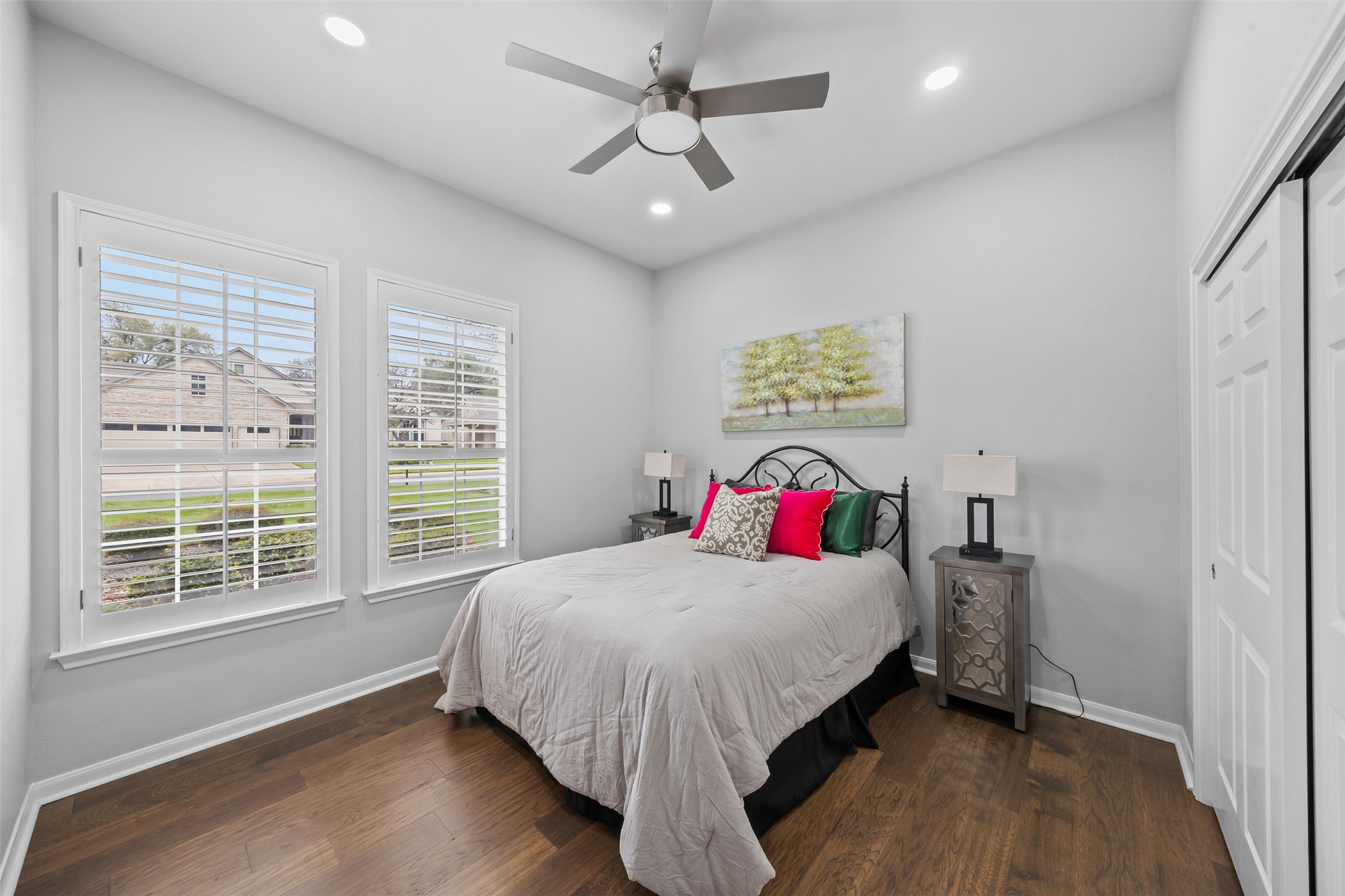 144 Stetson Trail Georgetown, TX 78633 - Photo 20 of 39 Bedroom with ceiling fan, recessed lighting, and a closet