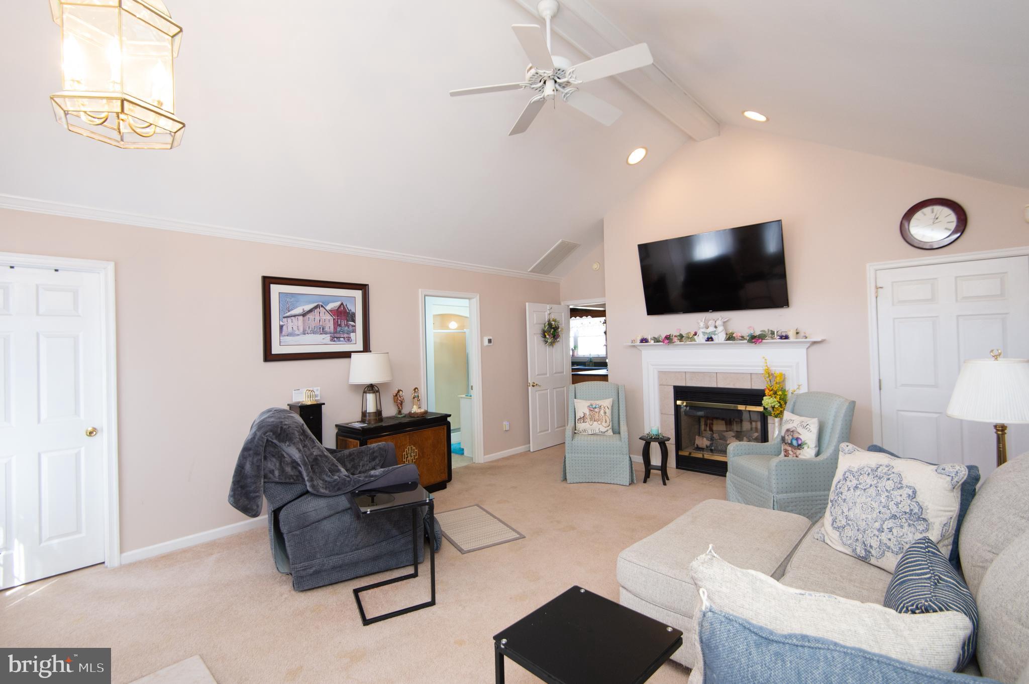 9 Holly Terrace Cambridge, MD 21613 - Photo 5 of 49 a living room with furniture a fireplace and a flat screen tv