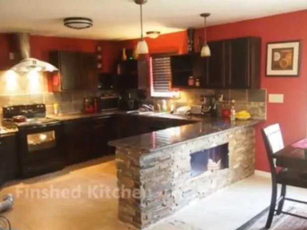 a kitchen with sink and window