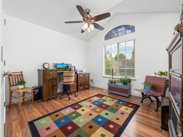 1602 Renaissance Way Springville, UT 84663 - Photo 20 of 42 Vaulted ceiling with a ceiling fan light fixture