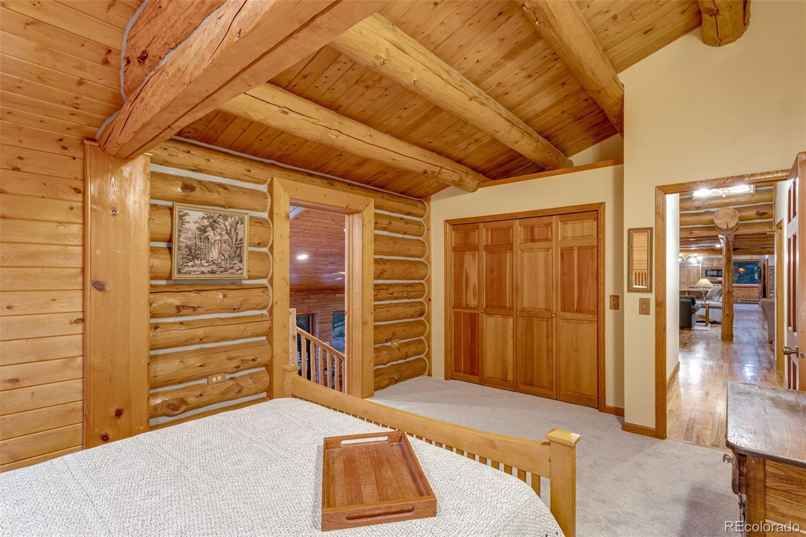 7050 Milner Mountain Ranch Road Fort Collins, CO 80526 - Photo 29 of 50 a bedroom with a bed and cabinets