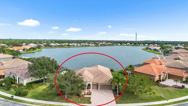an aerial view of a house