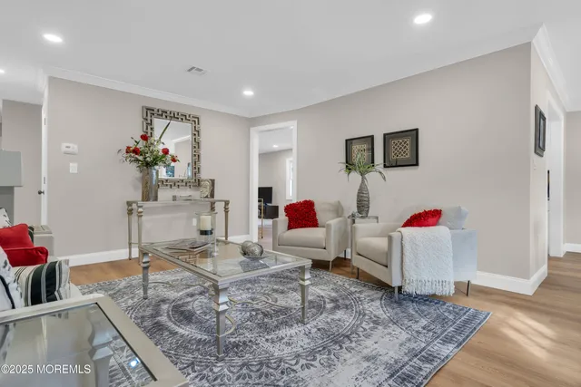 a living room with furniture and a couch