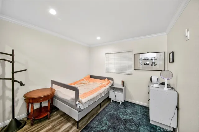 a room with a bed and a table