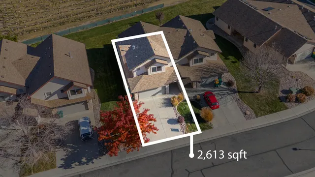 a view of a town with mountains in the background