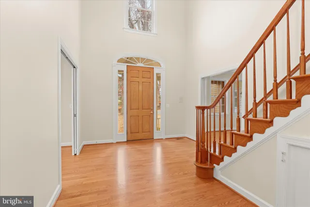a dining room with furniture potted plants and wooden floor