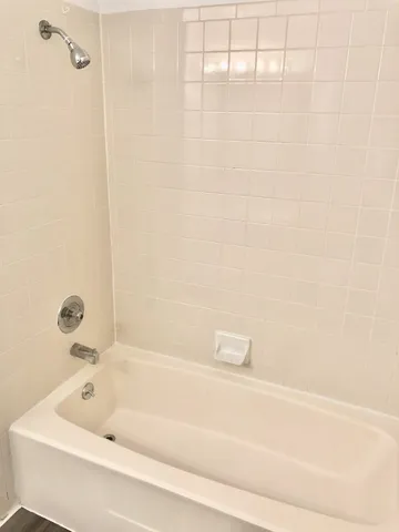 a bathroom with a bathtub