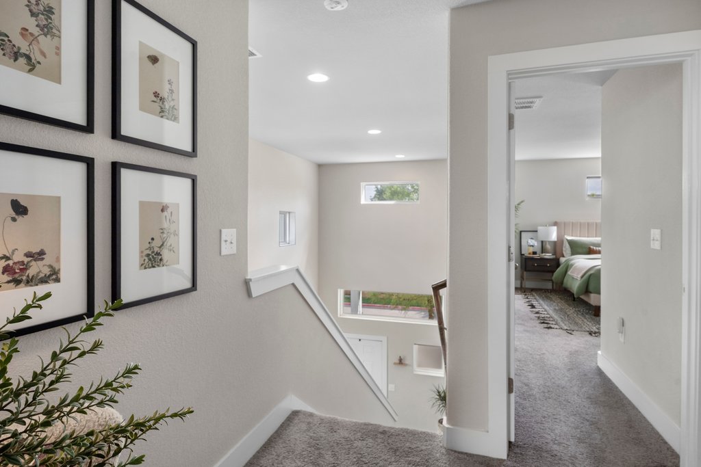 610 Bernstein Street, Unit 14 Austin, TX 78745 - Photo 31 of 39 Stairs featuring carpet flooring and recessed lighting