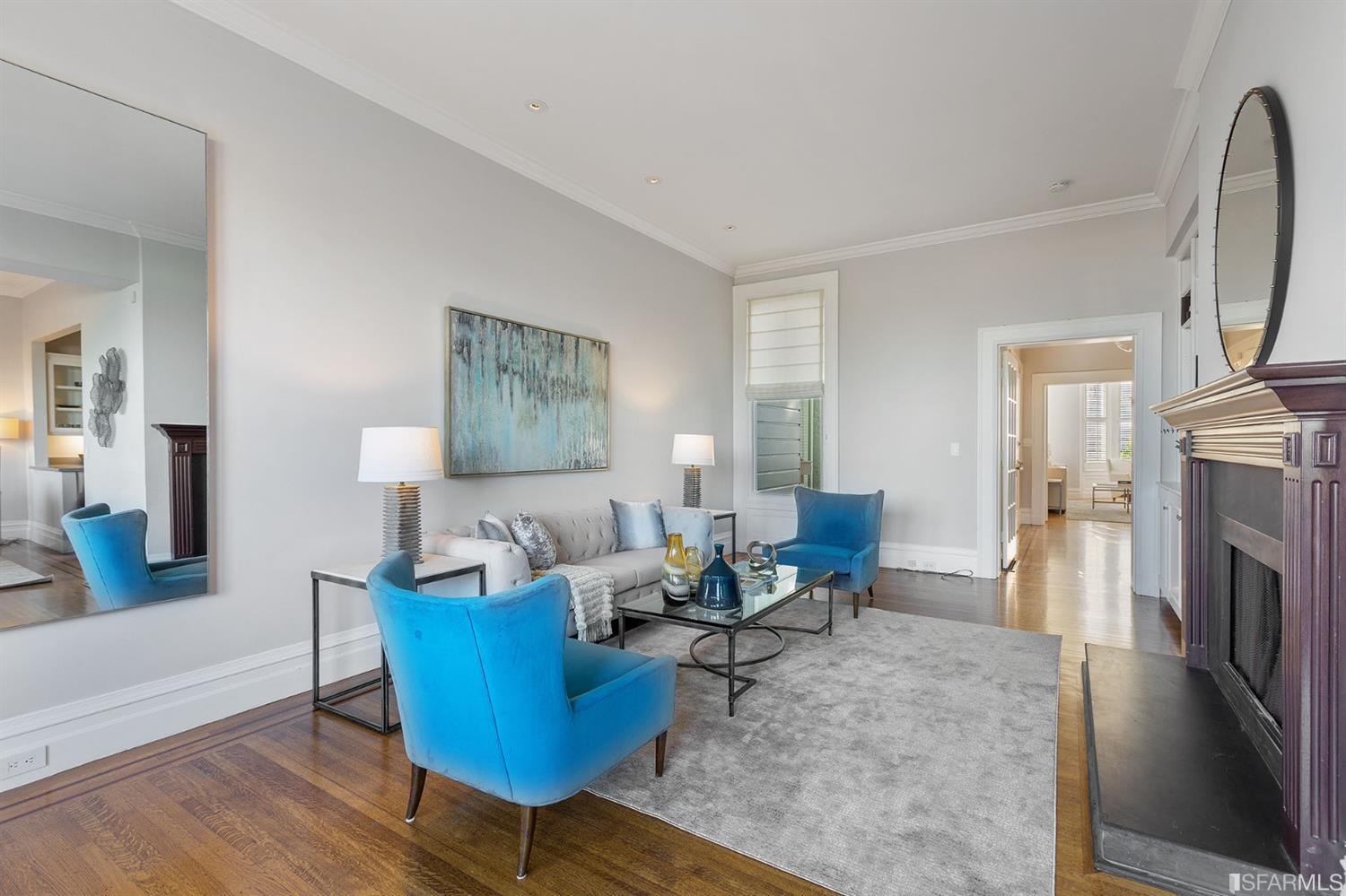 2526 Union Street San Francisco, CA 94123 - Photo 13 of 78 a living room with furniture and a fireplace