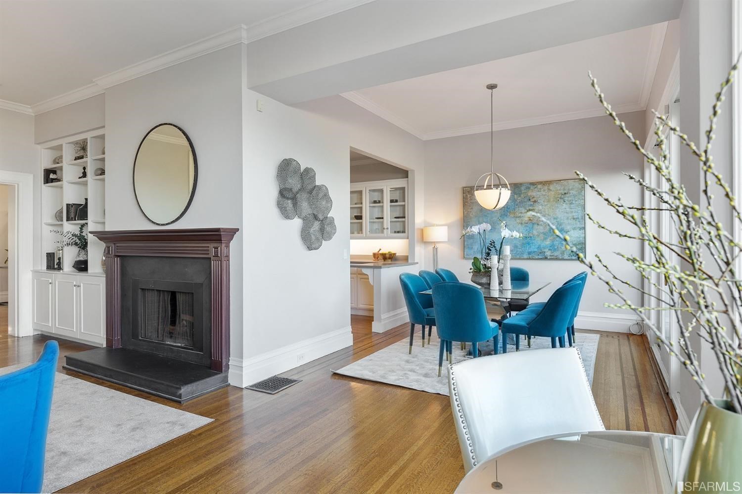 2526 Union Street San Francisco, CA 94123 - Photo 17 of 78 a view of a livingroom with furniture and a fireplace
