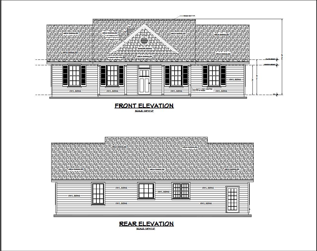 598 Hiers Corner Road Walterboro, SC 29488 - Photo 2 of 22 Front & Rear Elevations