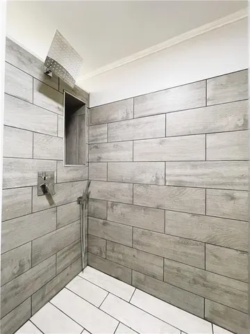 a view of a room with windows