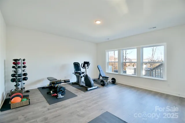 a view of a room with gym equipment