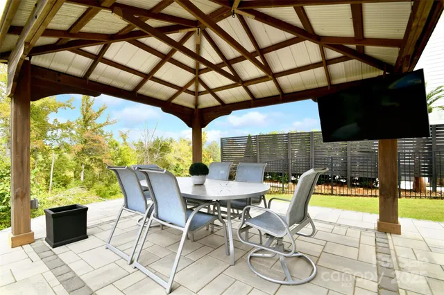 a view of a swimming pool with a patio