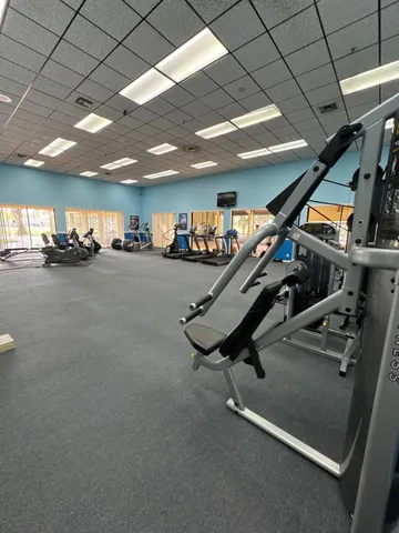 a view of a room with gym equipment