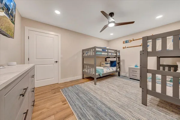 a view of a lake with a mountain in the background