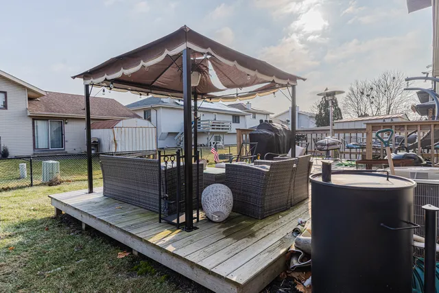 a room with water heater and storage