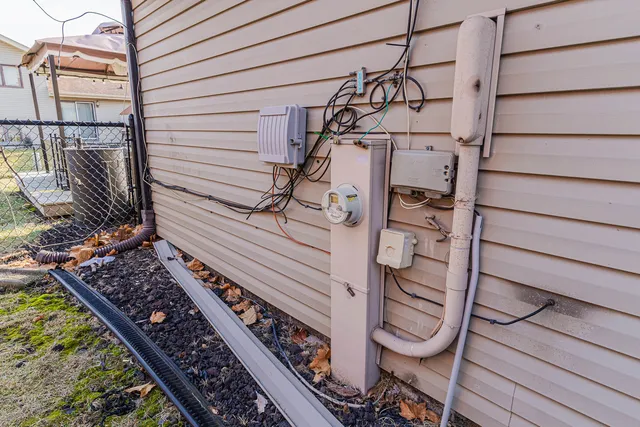 a aerial view of a house with swimming pool