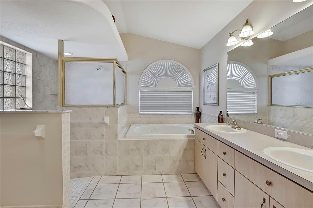 3786 South Emma Jane Terrace Homosassa, FL 34448 - Photo 9 of 32 a bathroom with a double vanity sink mirror and bathtub