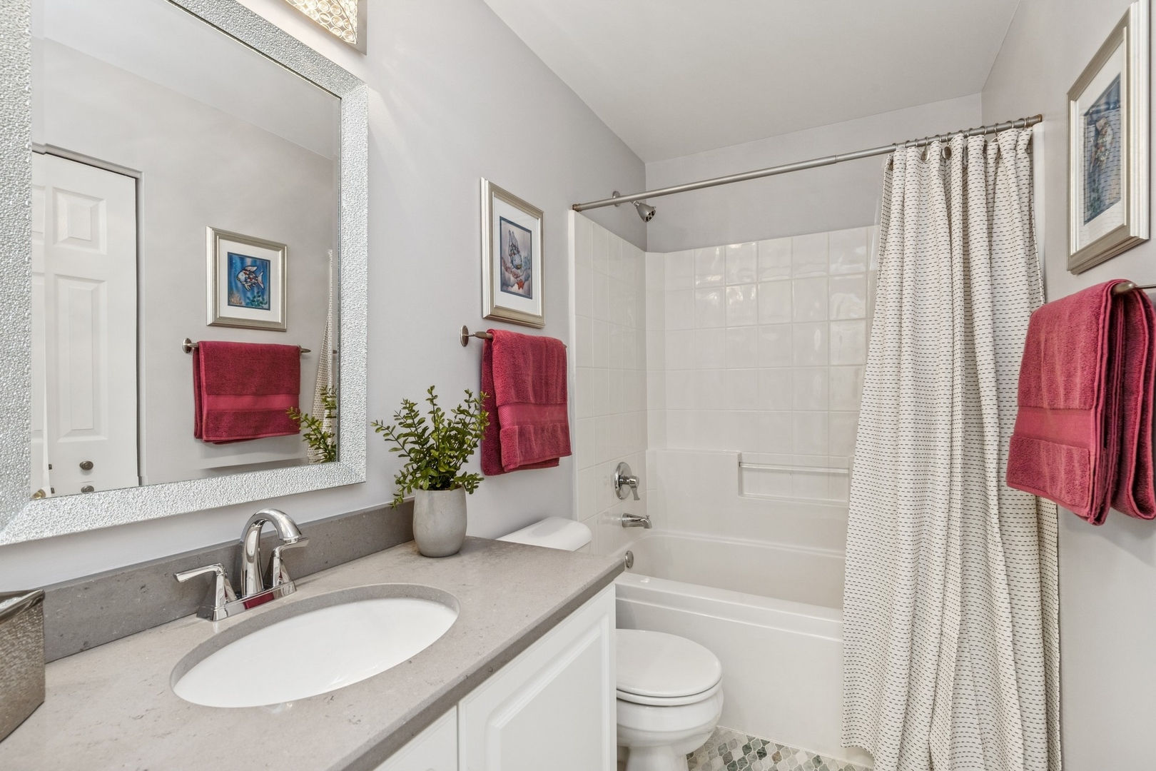 480 Pine Lake Circle Vernon Hills, IL 60061 - Photo 13 of 15 a bathroom with a granite countertop sink a toilet and shower