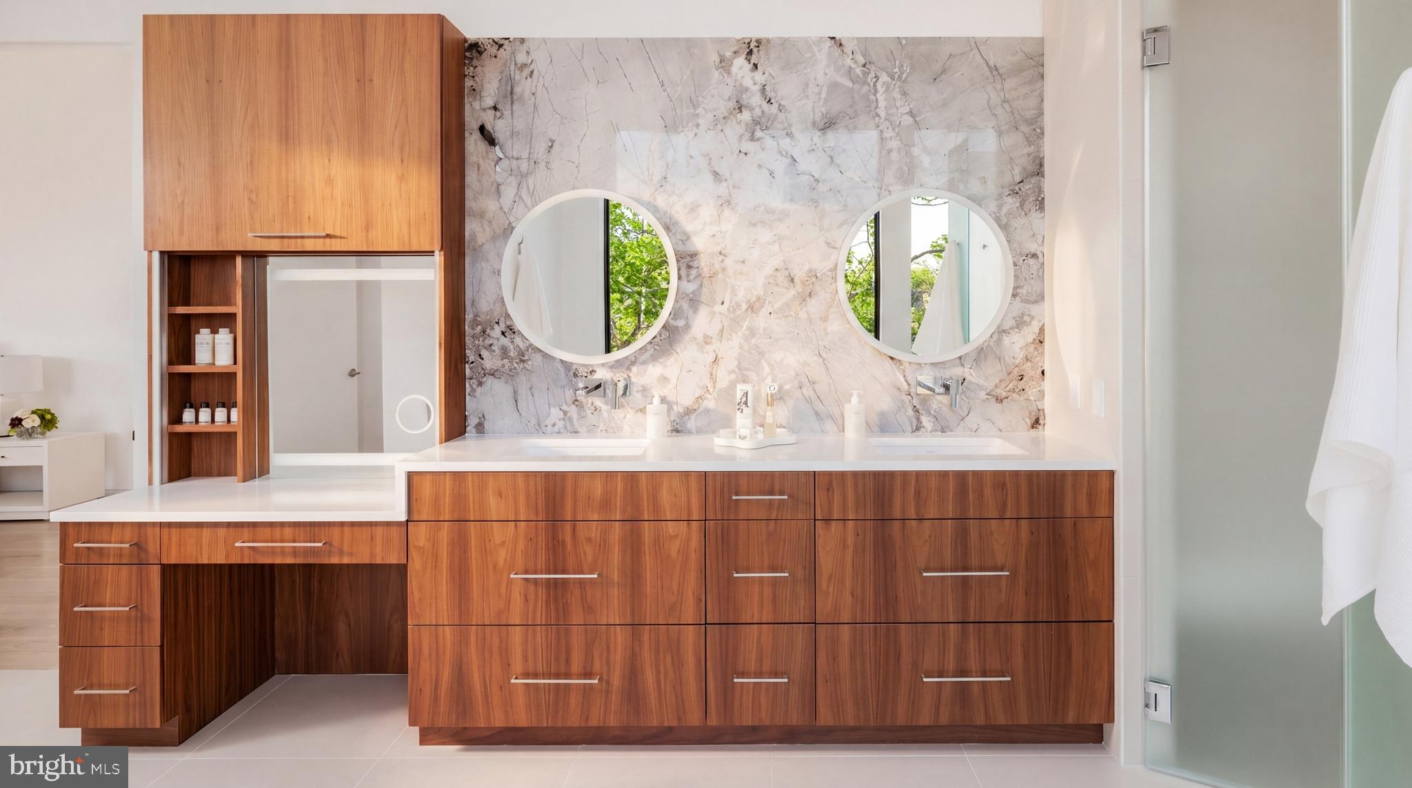 2676 Chain Bridge Road Northwest Washington, DC 20016 - Photo 27 of 50 Custom Walnut Vanity with Double Sink