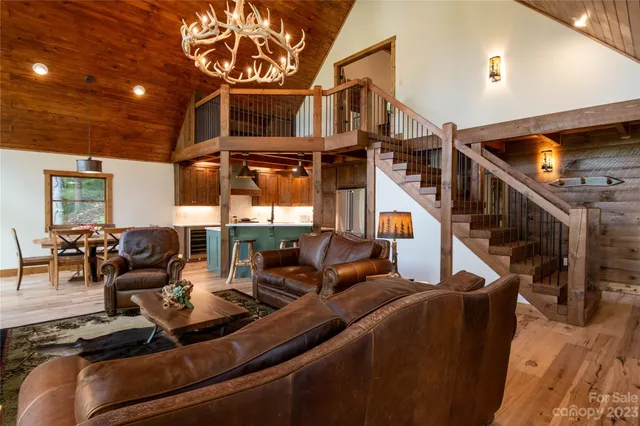 a living room with furniture