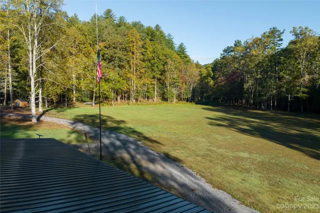 a view of an outdoor space with a swimming pool