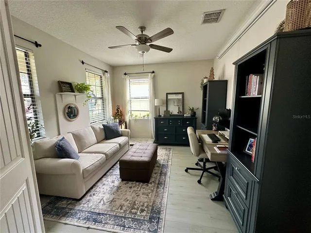 a living room with furniture