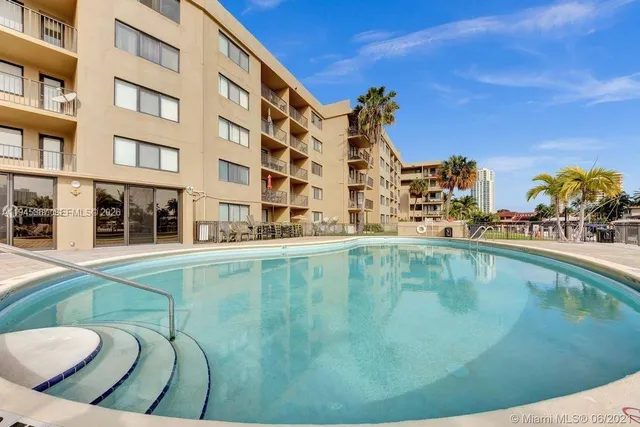 a view of a swimming pool and a yard