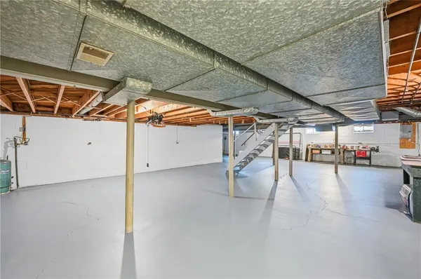 a view of a empty room with storage