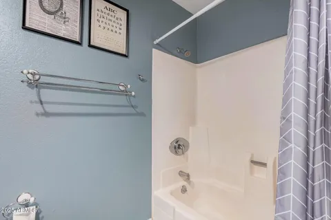 a bathroom with a bathtub