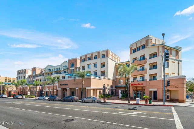 a view of a building and a street