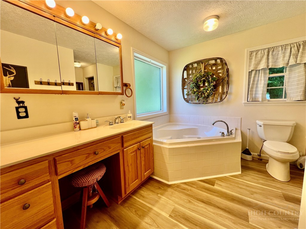 139 New River Ridge Estates Laurel Springs, NC 28644 - Photo 14 of 34 a spacious bathroom with a sink a mirror a bathtub and a toilet