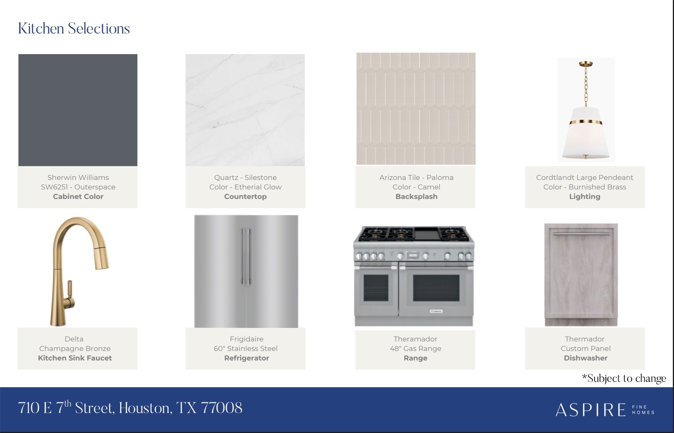 710 East 7th Street Houston, TX 77007 - Photo 7 of 12 The finishes presented represent the designer’s curated vision for the home should construction move forward under the current plan. Buyers still have time to tailor selections and customize details to reflect their personal style. Notably, this is the caliber of finish and design included at this price point.