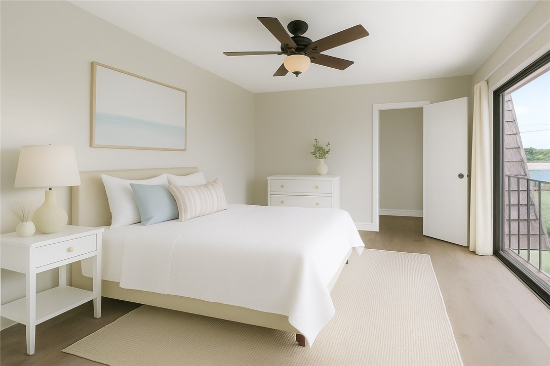465 East Waverly Place, Unit 8B Vero Beach, FL 32960 - Photo 11 of 28 a bedroom with a large bed and a chandelier