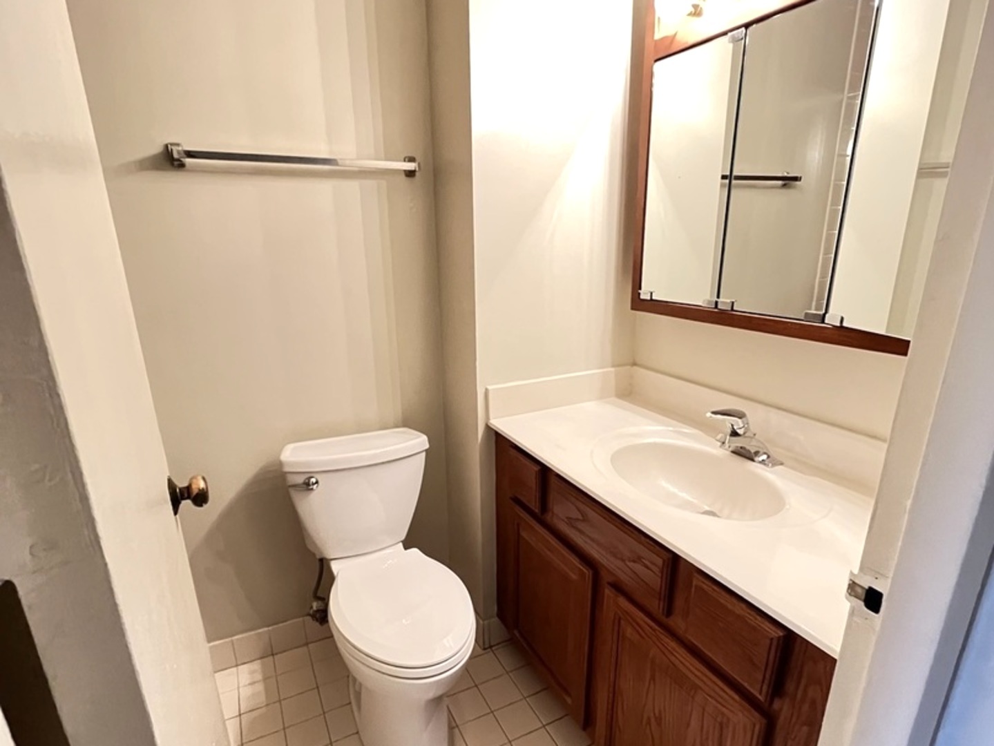 2605 South Indiana Avenue, Unit 301 Chicago, IL 60616 - Photo 10 of 23 a bathroom with a sink a toilet a mirror and vanity