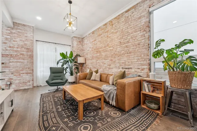 a living room with patio furniture