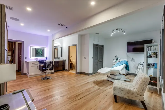 a living room with furniture