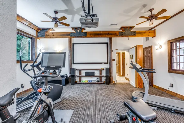 a view of a room with gym equipment