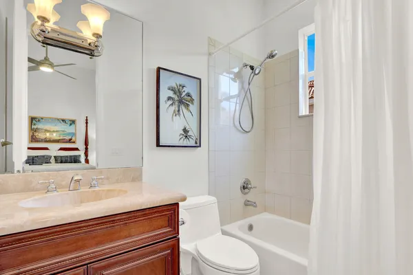 an aerial view of a house with a yard and plants