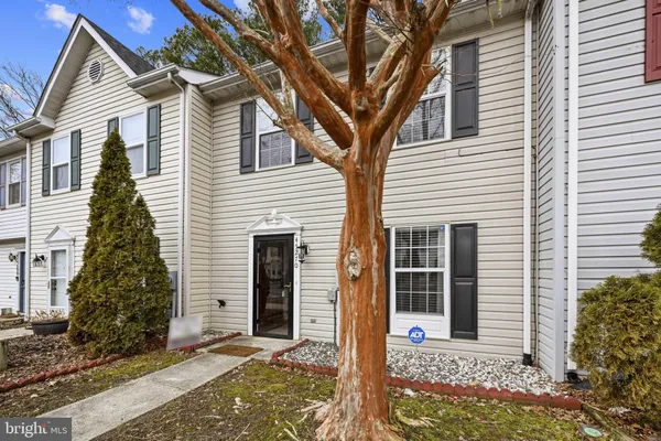 a front view of a house with a tree