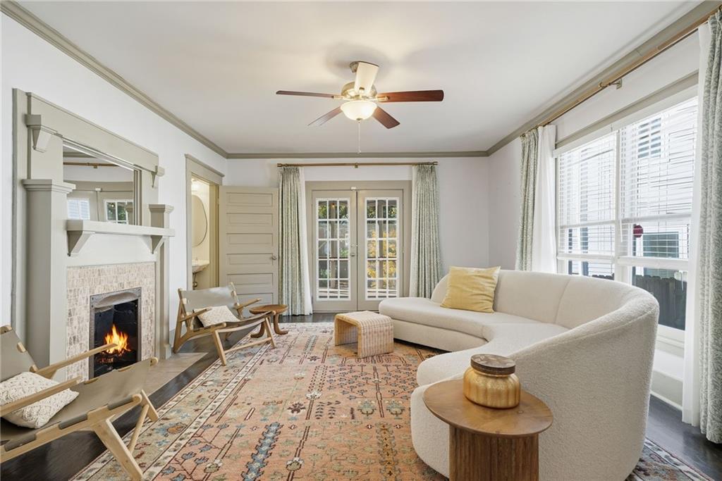 1530 South Gordon Street Southwest Atlanta, GA 30310 - Photo 13 of 46 a living room with furniture and a fireplace