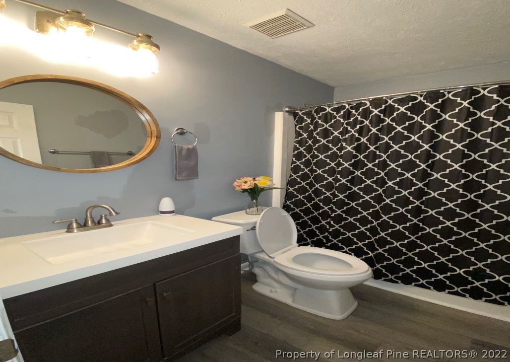 513 Andover Road Fayetteville, NC 28311 - Photo 16 of 21 a bathroom with a sink a toilet and a mirror