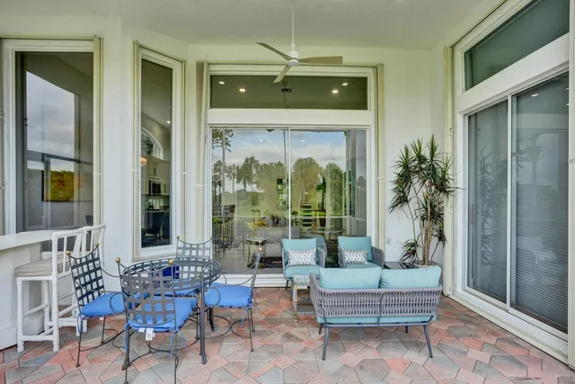 a view of a golf course with a house