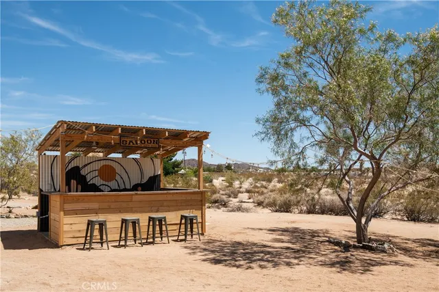 a roof deck with a tree