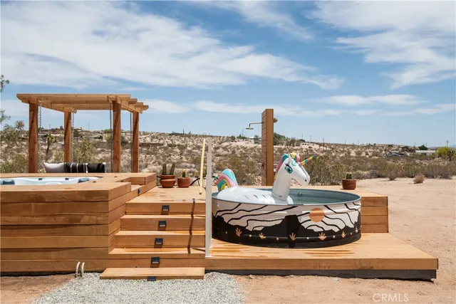 a view of a terrace with skyline