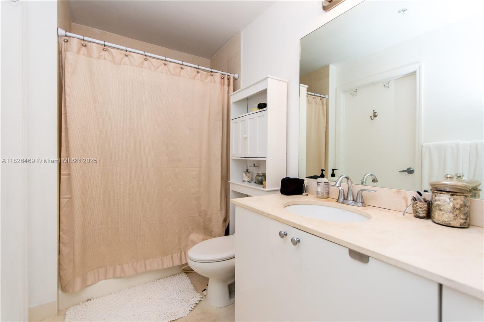 60 Southwest 13th Street, Unit 3805 Miami, FL 33130 - Photo 9 of 14 a bathroom with a sink a toilet and a mirror